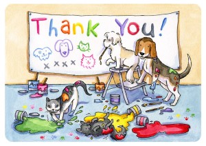 Thank you card with dogs